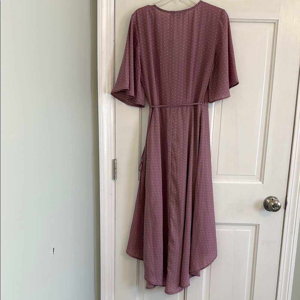 Lulus Mauve Flowy Summer Wrap Dress - Picture 3 of 5